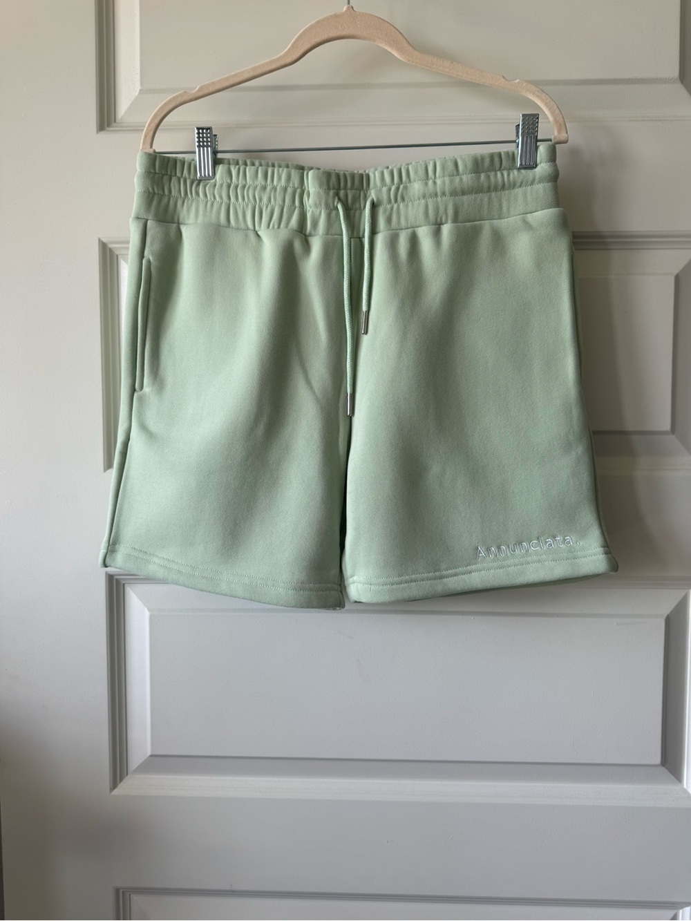 Annunciata Mint Green Fleece Sweat Shorts Drawstring Lounge Shorts